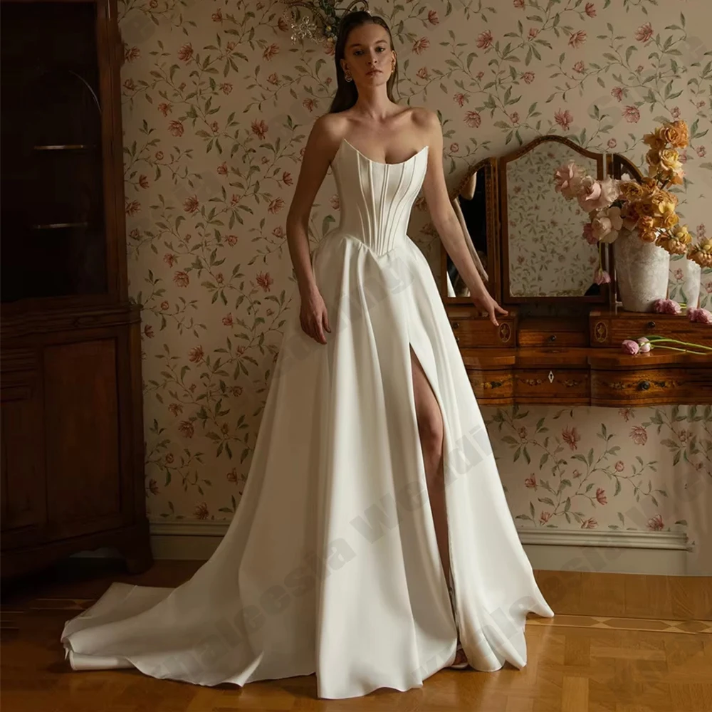 2026 Classical Corset A Line Wedding Dress Boat Neck Bridal Dresses Sleeveless Bride Gowns  Customized vestido de novia Robe