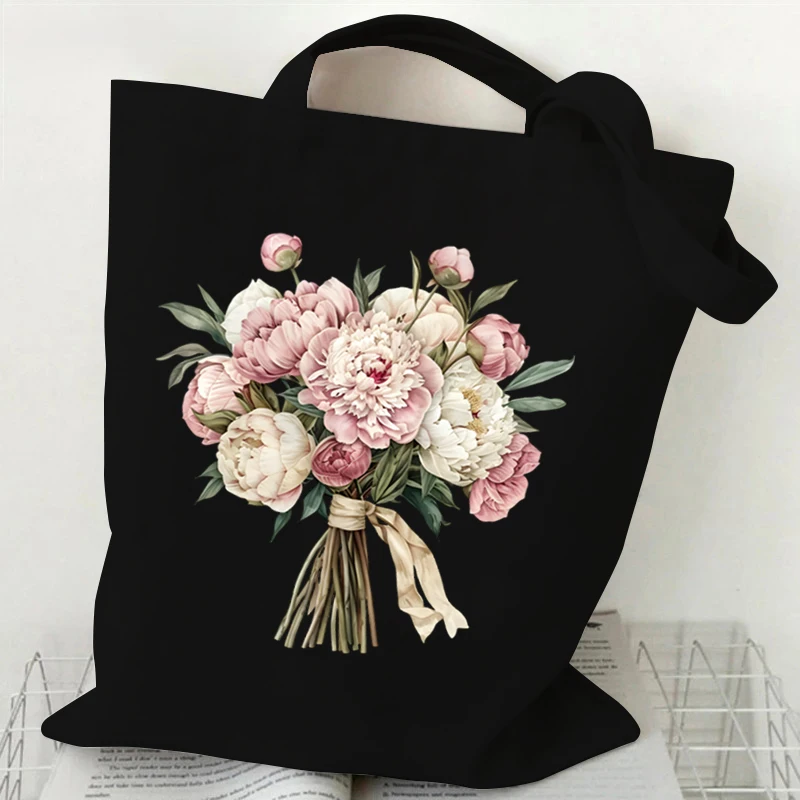 Woman\'s Shoulder Bag Wildflowers Vintage Tote Bags Canvas Shoulder Bags for Travel Daily Commute Women\'s Reusable Shopping Bag