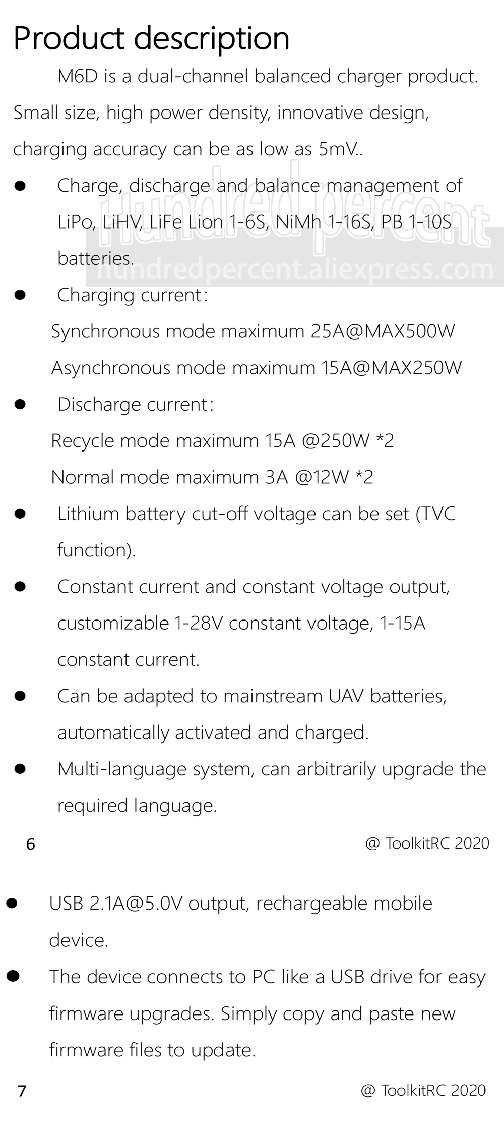 ToolkitRC M6D V3 500W 15A DC Dual Channel MINI Smart Ladegerät Entlader Für 1-6S Lipo Batterie FPV Modell Ersatzteil Ersetzen – Detail 30