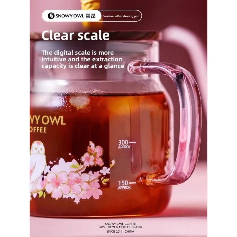 SnowAung 550ml Heat Resistant Glass Coffee Server Cute Cartoon Pour Over Dripper Filter Cup Coffee Pot Set view 6