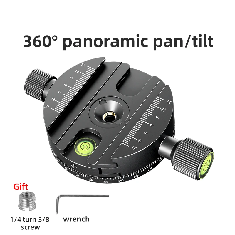 360° Panoramic Rotating Quick Release Plate Clamp Tripod Head Universal DSLR Camera Photography Quick Release Base