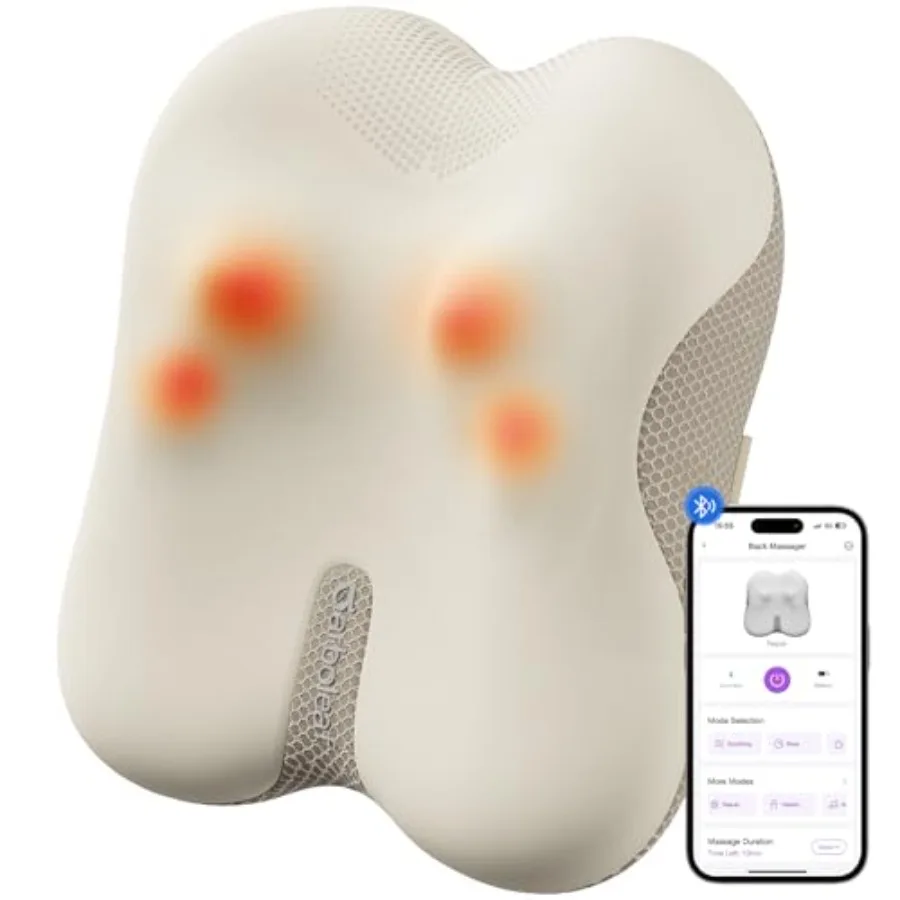 

Back Massager for Pain Relief Bluetooth App Control Cordless Shiatsu Neck Back Massage with Heat Deep Kneading for Upper Lower