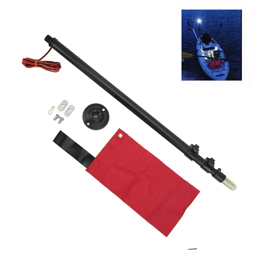 

For Canoe Aluminum Flagpole Outdoor Black Foldable Flagpole Telescopic Flag Pole Aluminum Alloy Flagpole Complete Kit