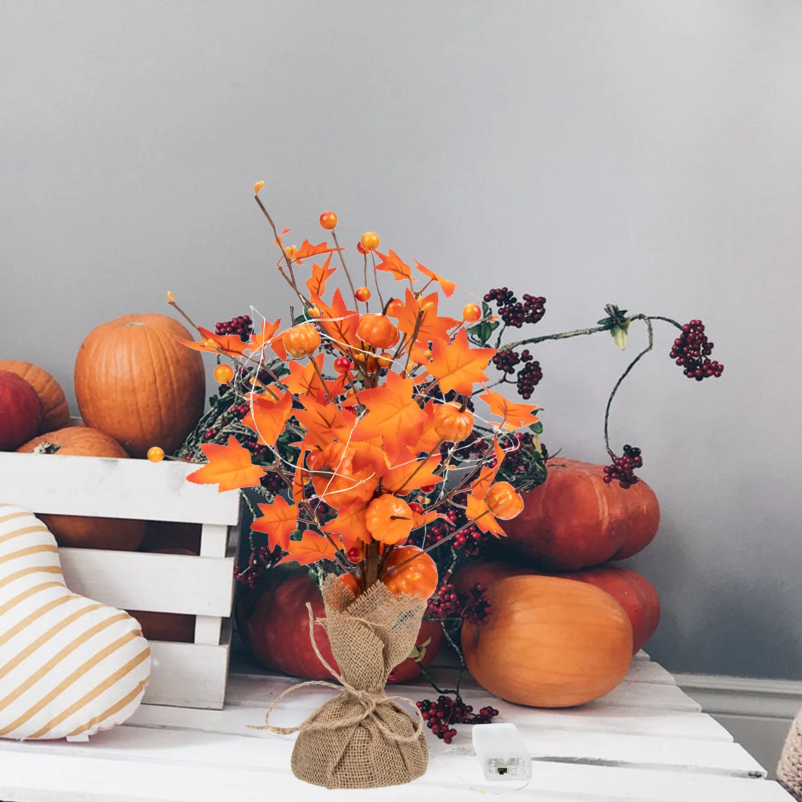 شجرة اصطناعية مضاءة لعيد الشكر LED مصباح داخلي لسطح المكتب ديكور حفلات دقيق ديكور احتفالي شجرة مضاءة #2