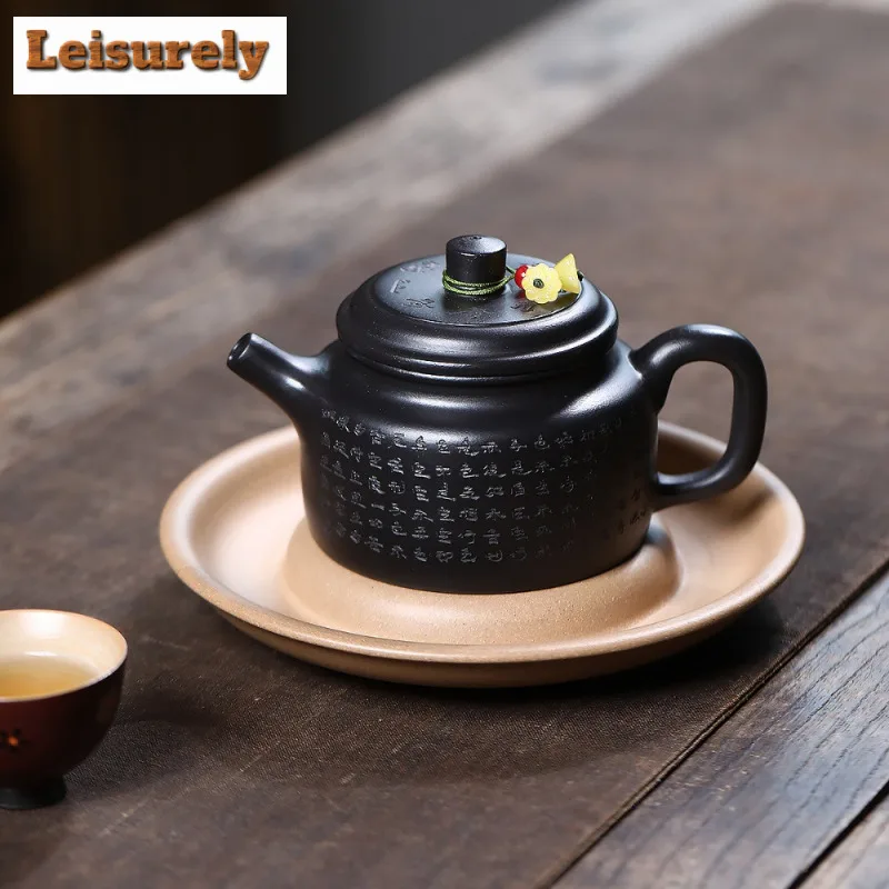 

230ml Boutique Yixing Purple Clay Teapots Handmade Black De Zhong Pot Raw Ore Dahongpao Mud Kettle With Infuser Zisha Tea Set
