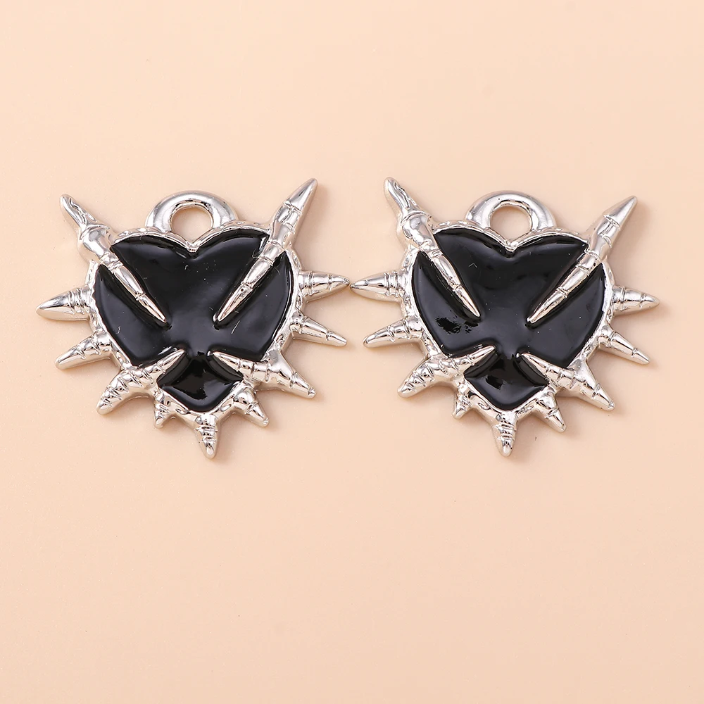 Leslie 5 Stück Retro Gothic Spinnennetz Herz Kreuz Charms für Schmuckherstellung Metall Steampunk Herz Anhänger DIY Ohrringe Halsketten – Detail 11