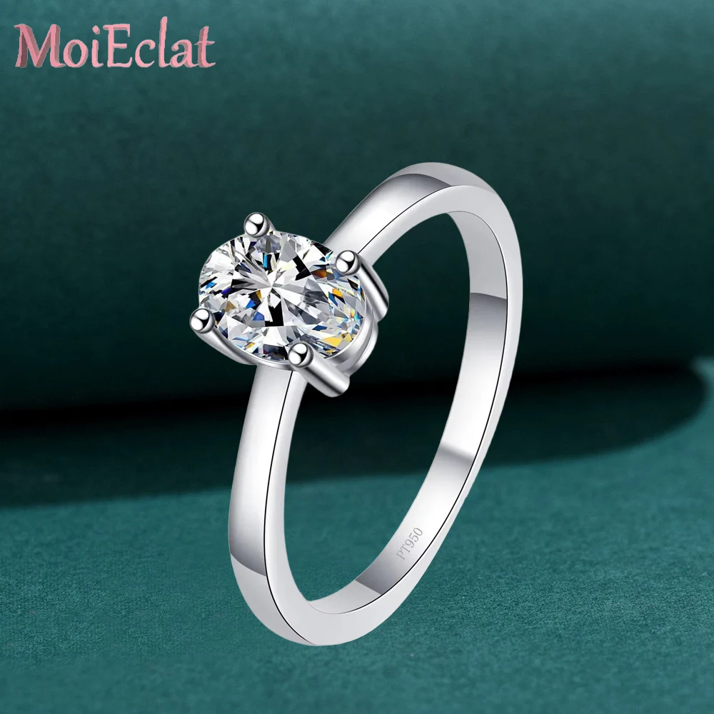 

Роскошное платиновое кольцо Pt950 для женщин с 1 каратным голубиным яйцом, муассанитом, ювелирные изделия, подарок на день рождения для подруги