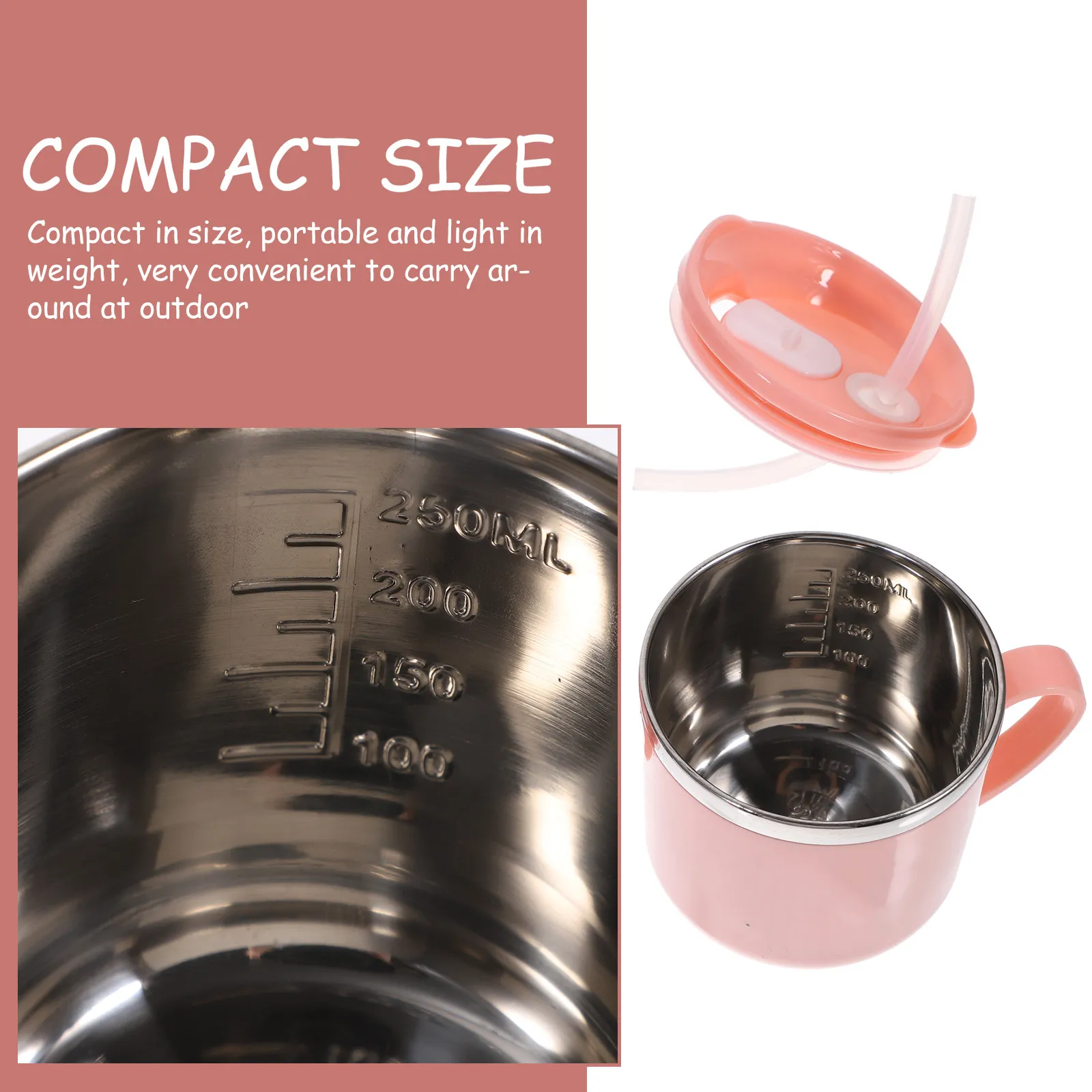 Toddler Straw Cup Stainless Steel Leakproof Spillproof Kids Drinking Cup with Handles Easy Clean