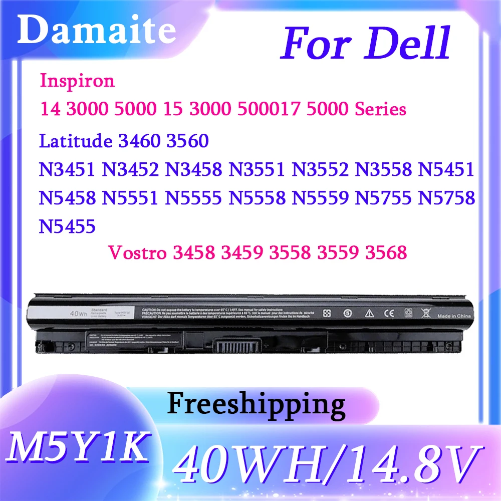 

M5Y1K Laptop Battery For DELL Inspiron 14 N3451 3451 3551 3458 5458 3451 3558 5451 5455 5551 5555 5558 5758 14.8V 40WH