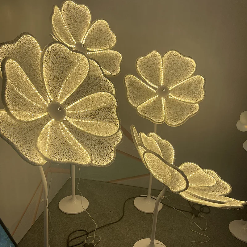 

New wedding props LED strip lace sunflower road led luminous peony silk screen flower wedding window decoration