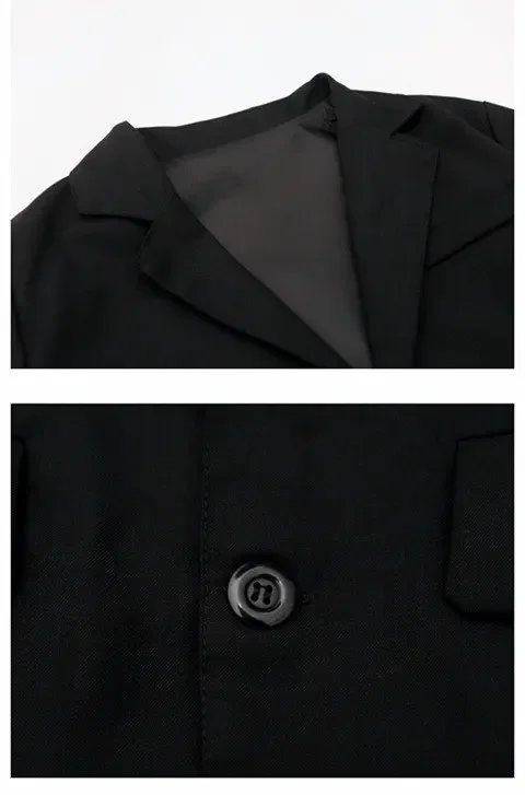 ZOETOPKID Formelle Anzüge für Jungen für Hochzeiten, Blazer, Jacke, Frühling, Herbst, Kleinkind, klassische schwarze Kleidung, Kindermantel – Detail 8