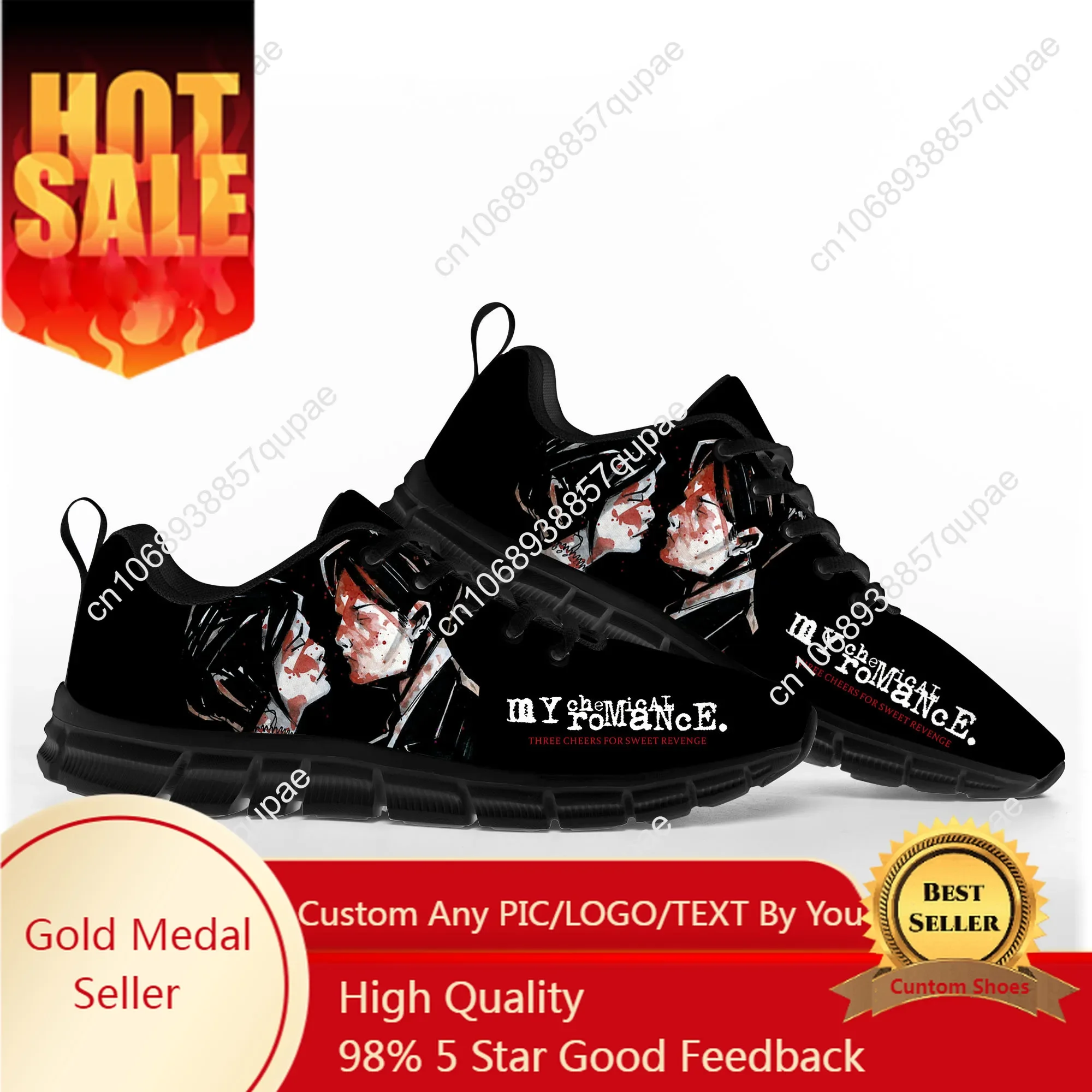 My Chemical Romance sepatu olahraga pria wanita, sepatu kets kasual kualitas tinggi, sepatu pasangan, sneaker anak-anak, sepatu remaja, sepatu olahraga Band Rock