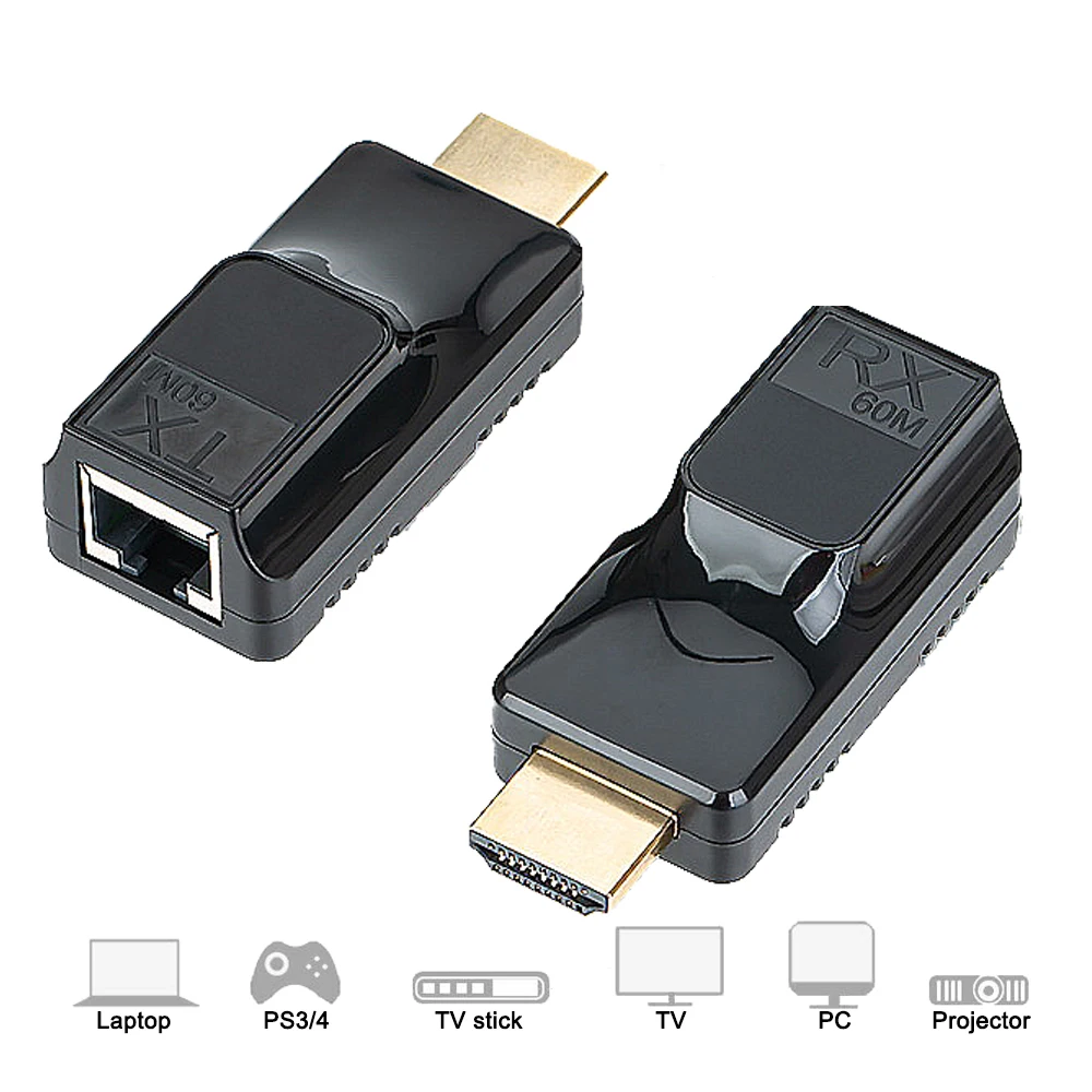 Wzmacniacz HDMI/przedłużacz sieci od HDMI do RJ45 nadajnik-odbiornik nad kotem 5e/6 1080p z wbudowanym obwód ochronny grzmotu