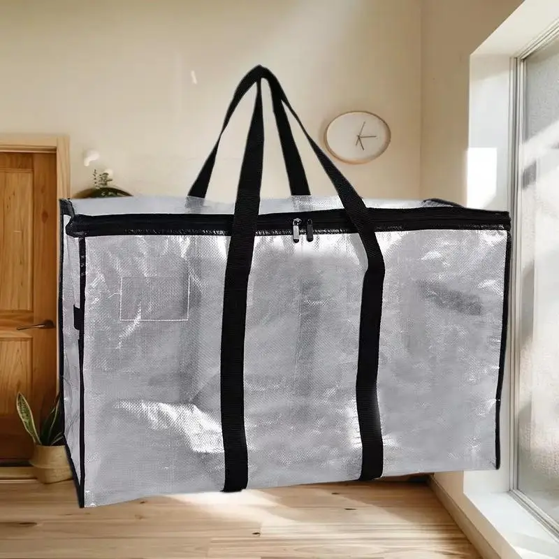 ถุงเก็บผ้านวมความจุขนาดใหญ่ - กระเป๋าจัดระเบียบแบบพับได้กันน้ำพร้อมแผงใสเพื่อการระบุได้ง่าย ปิดด้วยซิปคู่