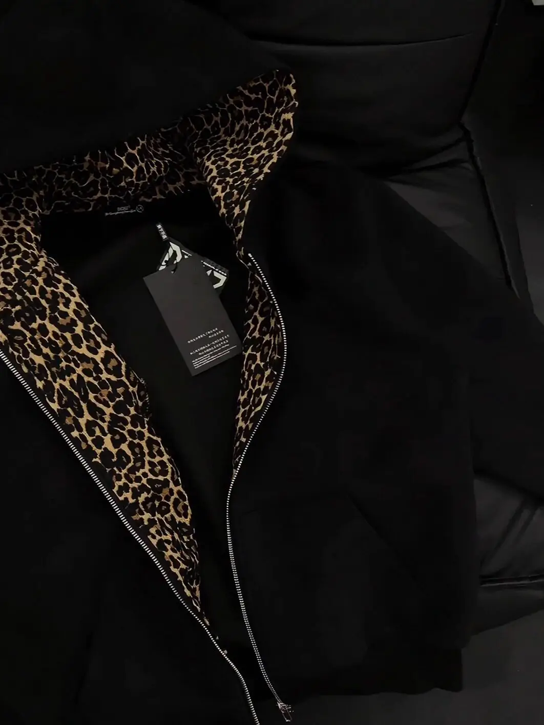 Mens Leopard Print Lined Zip Hoodie Contrast Inner Splice Autumn Clean Fit Streetwear Loose Male Casual Cardigan Hooded Jacket