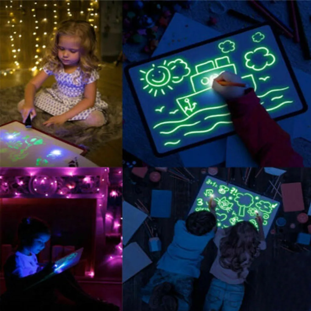 Kid Light Drawing Pad Doodle Board Light Drawing Pad Painting Wonder Tablet Luminescent Glow Writing Educational Learning Toy