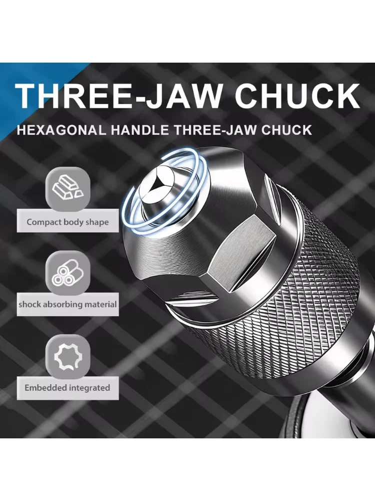Drill Chuck Adapter Quick Change Pneumatic Drill Chuck 3-Jaw Hex Shank Chuck Professional Converter Hex Shank for Woodworking