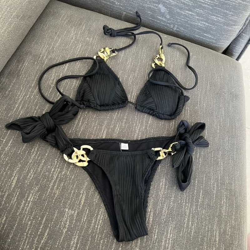 JOLinked-Ensembles de bikini à licou triangle pour femmes, maillot de bain deux pièces, vêtements de plage