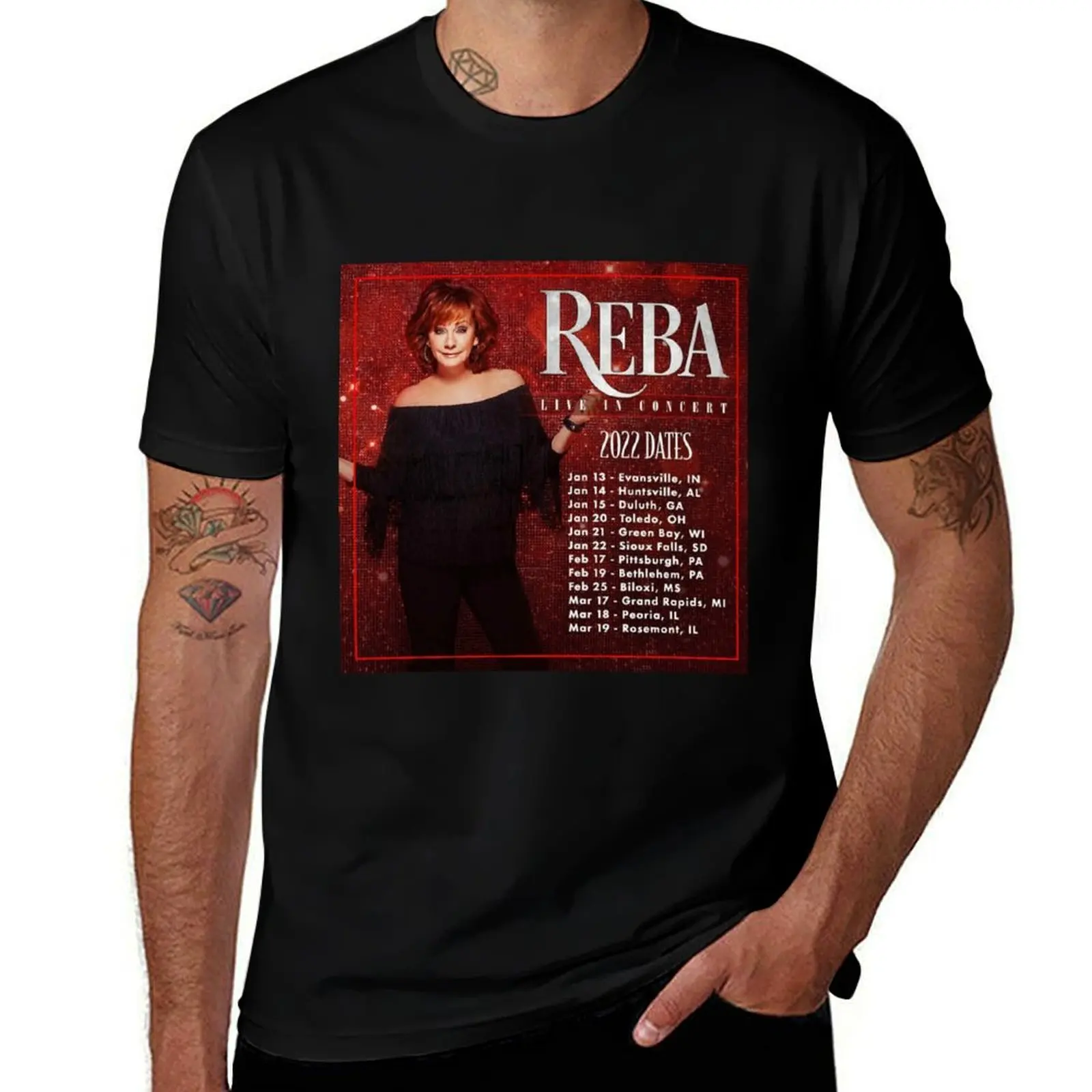 Reba Tour 2022 Locations and Dates T-Shirt Basic Comfort Fit for Men T-Shirt