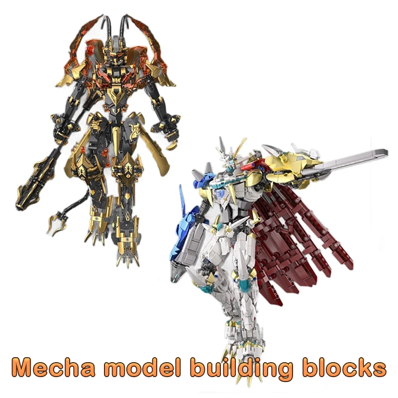 1825PCS Mech Warrior met Stand Bouwstenen Mechanische Armor Robot Figuur Model Ornamenten Bricks Speelgoed Kit voor Kid Gift DG7101