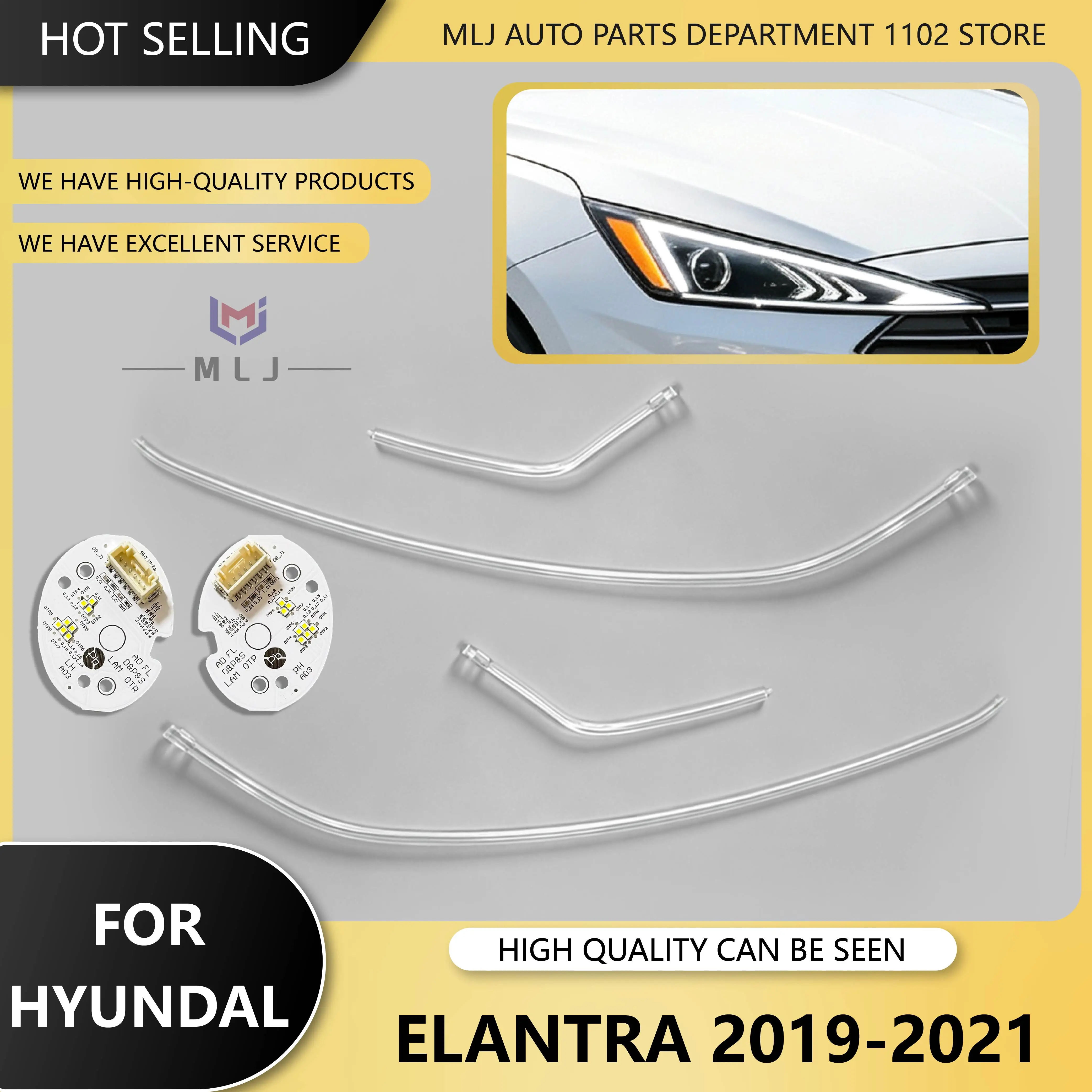 White Chip For Hyundai Elantra 2019 2020 2021 DRL Angel Eye Board LED Light Source Plate Light Strip Light Guide Tube DRL Ring