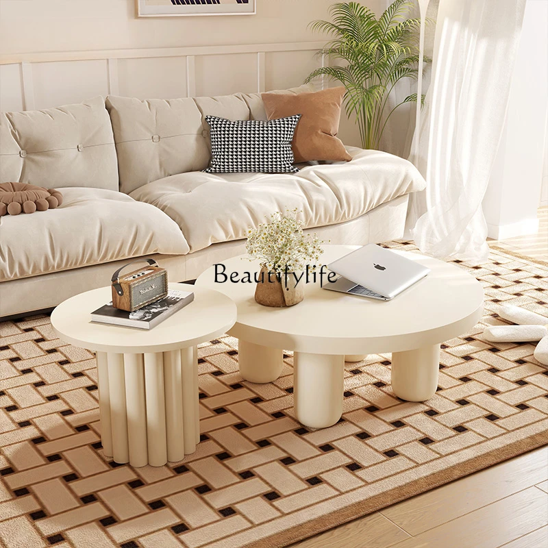 

Cream wind living room coffee table simple household personality creative round table