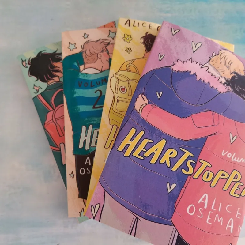 Heartstopper cómics en inglés de 1 a 4 volúmenes de Alice Oseman, las historias de amor de Nick y Charlie, cómics en blanco y negro de papel