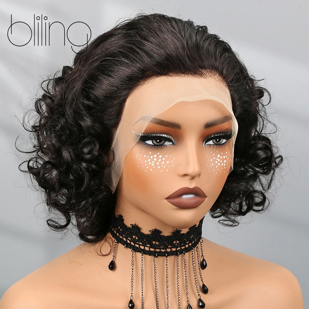 

Короткий вьющийся парик с стрижкой боб 13X4, кружевной парик из натуральных волос, натуральный парик боб, розовый вьющийся цвет, парик с стрижкой пикси, выделенный парик, надувная свободная волна