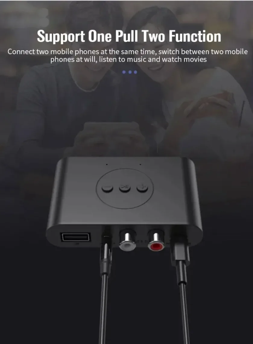 Bluetooth 5.0 Audio Transmitter Receiver Wireless Adapter U Disk RCA 3.5MM AUX Stereo Sound For Car Television Desktop Speaker view 4