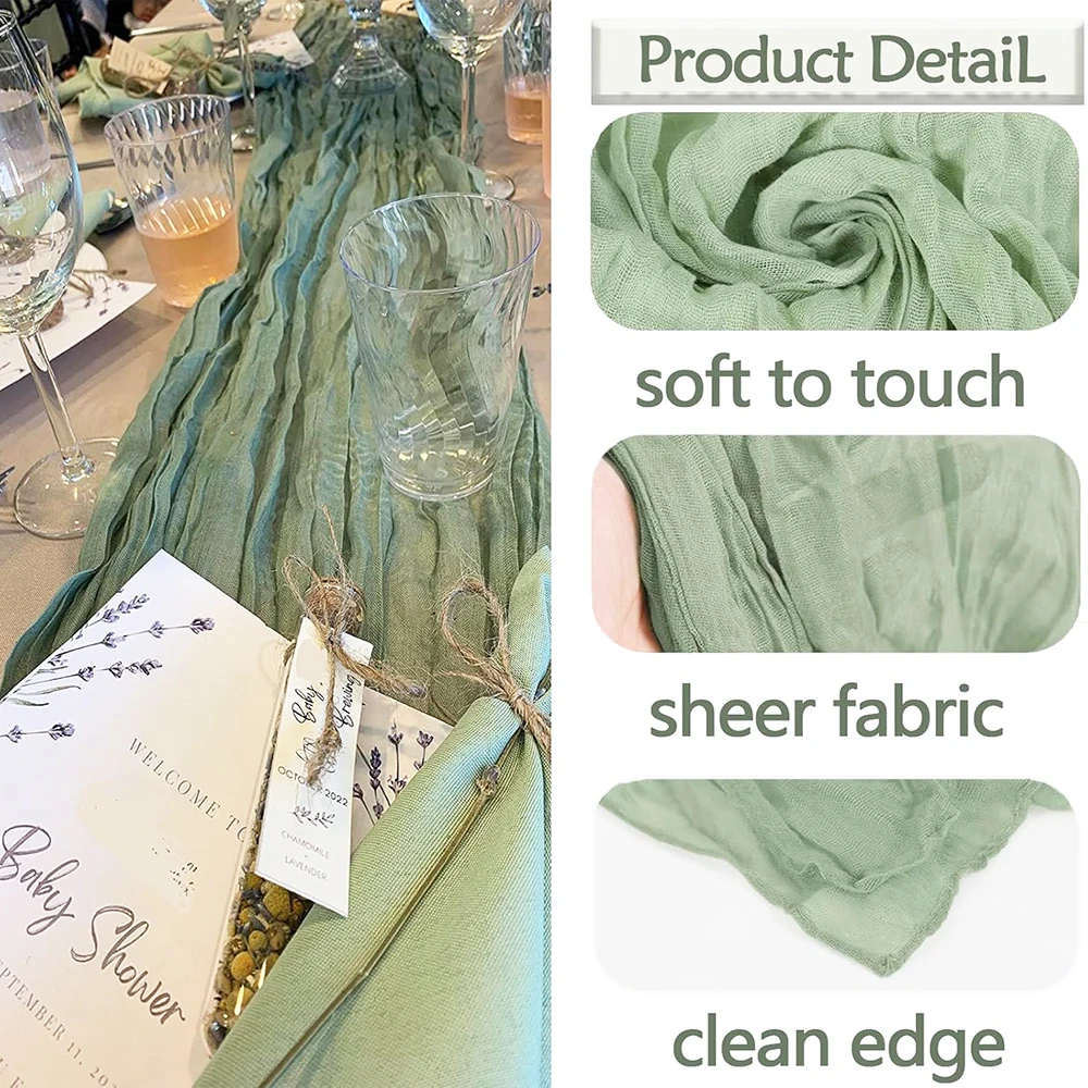 حكيم الأخضر القماش الجدول عداء ريفي بوهو الشاش الأزرق الوردي الجدول عداء الزفاف استحمام الطفل حفلة عيد ميلاد ديكورات المنزل