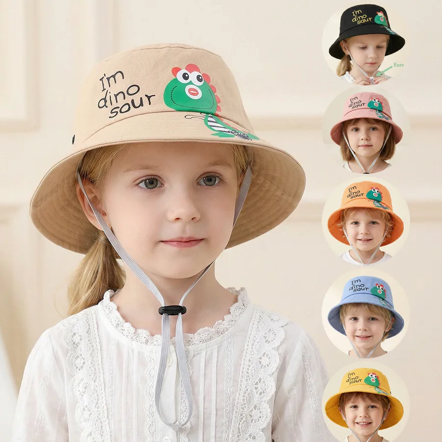 

New cartoon multi-color puppy print fishing hat for boys and girls, children's sun protection hat, bucket hat