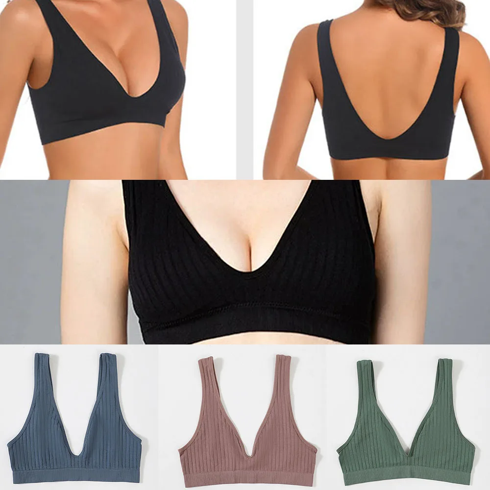 

Deep V Plus Size Sports Bra Women Yoga Bralette Seamless Back Breathable Workout Bra High Support Yoga Top Seamless Fitness