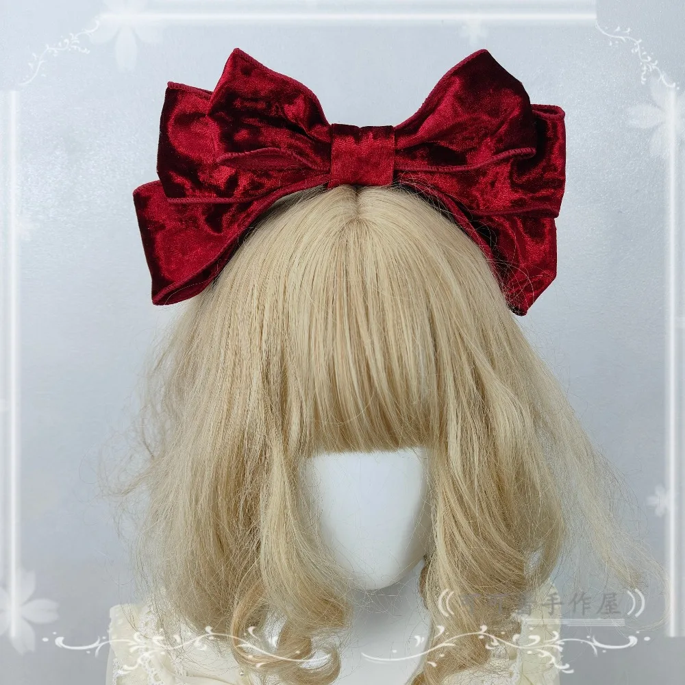 

Simple Versatile Lolita Retro French Styling Headband Hair Accessories for Women Daily Velvet Bow Headband KC