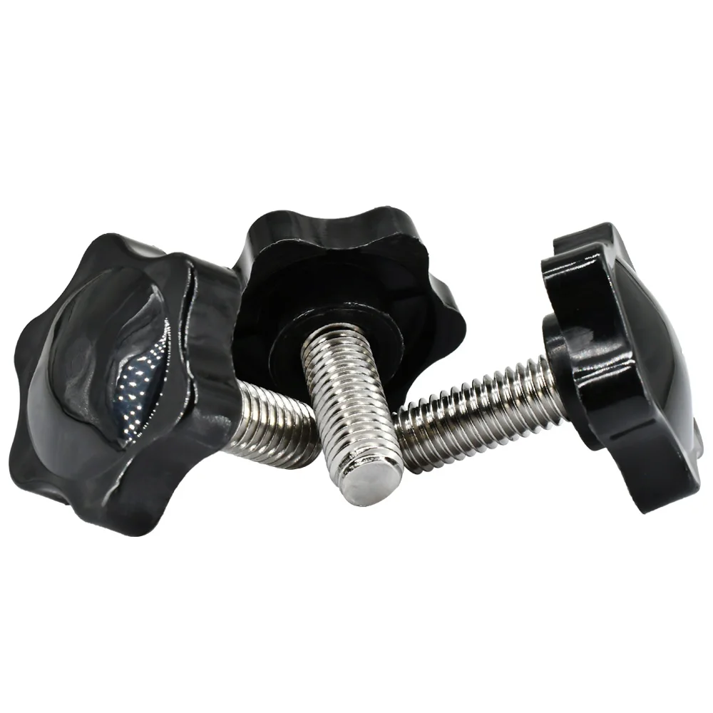 M4 M5 M6 M8 M10 M12 Black Plastic Star-Shaped Bakelite Thumb Screw Hand Knob Bolts Head Bolt Tightening Thumb Screw 1Pcs-10Pcs
