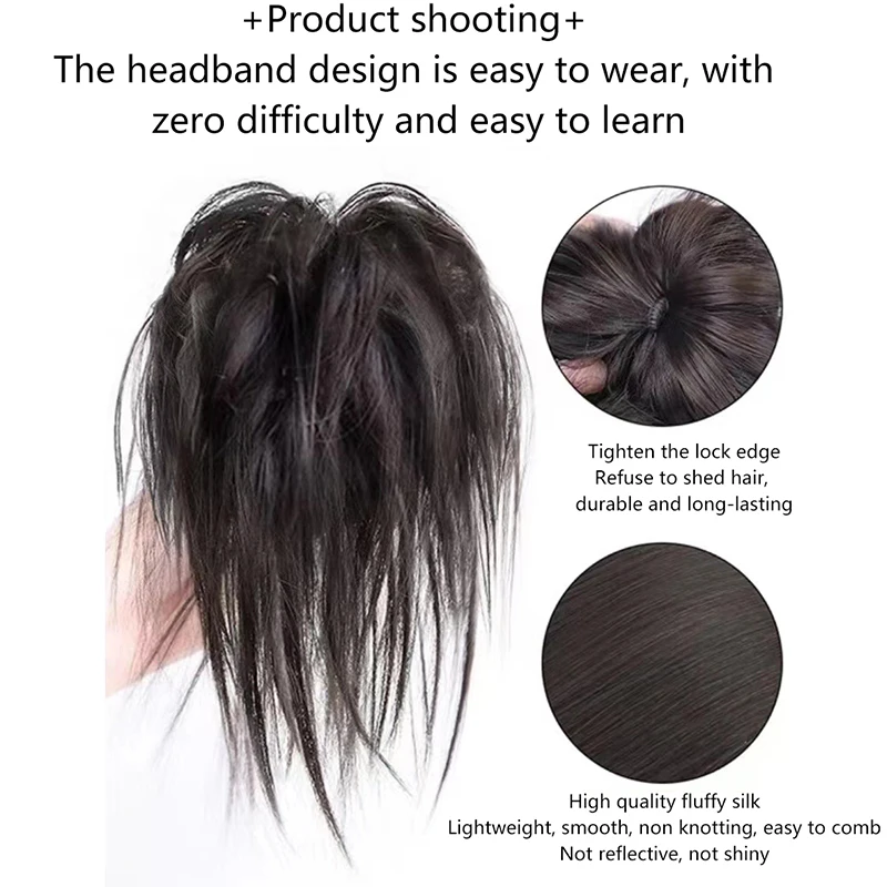 Bun de cabelo sintético para mulheres, bagunçado realista, peruca encaracolada, clipe de aperto, grampo, personalidade, elástico, crocante, pedaços de cabelo falso