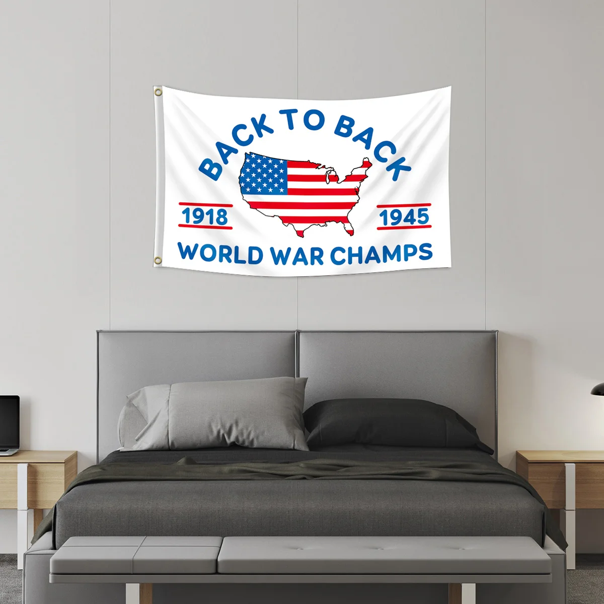 1pc Back to Back World War Champs, 60x90cm/ 90x150cm, 2 Grommets, Single-Sided Printing, for Home, Garden, Room, Party Decor