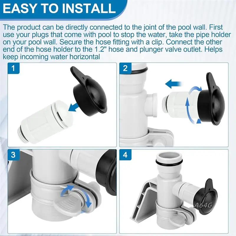 

637R 12363 Держатель трубы и воздушный струйный клапан, совместимый с Intex C1000 Krystal Clear Сменный воздушный струйный клапан