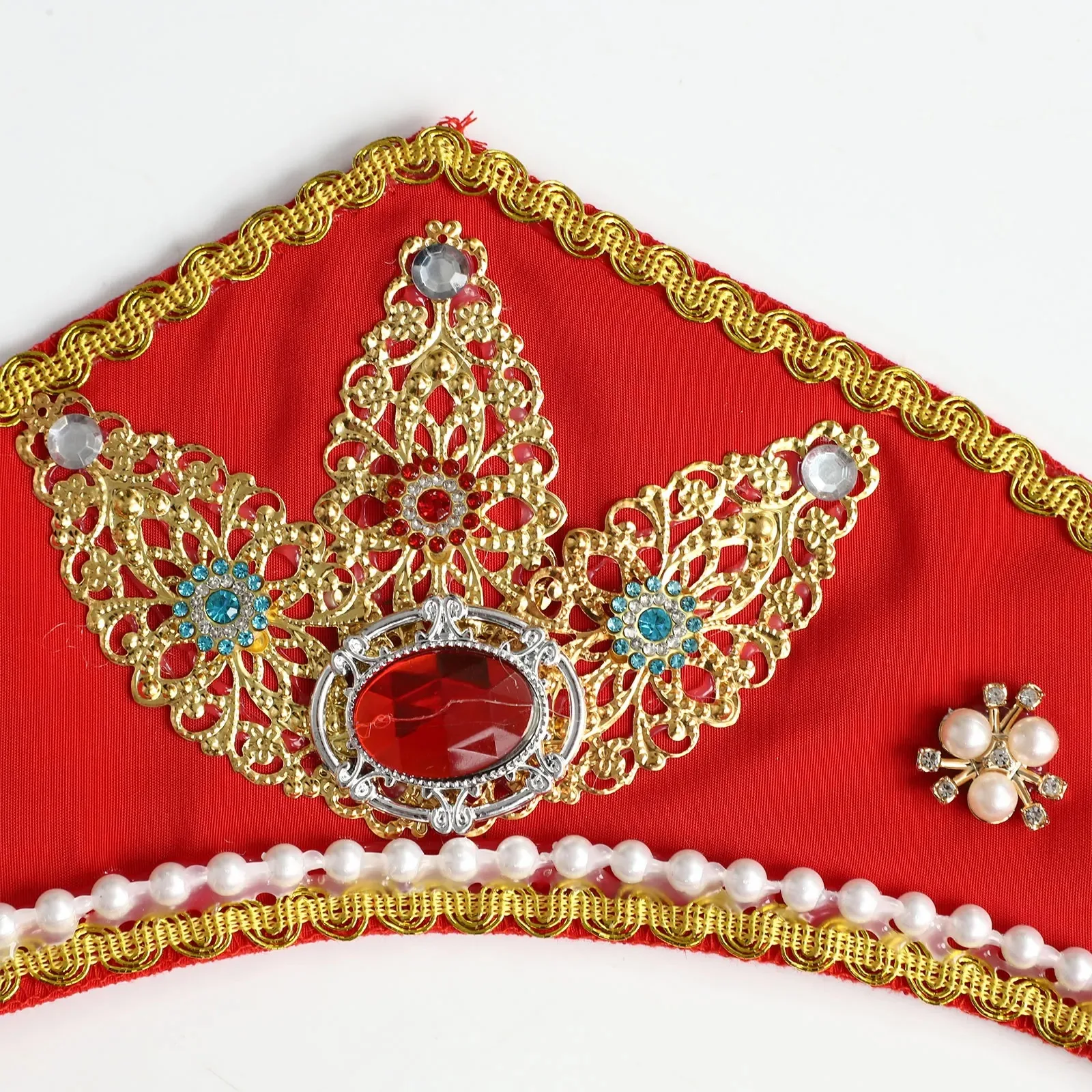 الروسية العرقية الأقلية أغطية الرأس النساء اليدوية للطي عقال عصر النهضة تيودور تاج الرقص الوطني مطرز غطاء الرأس الإيكان #6