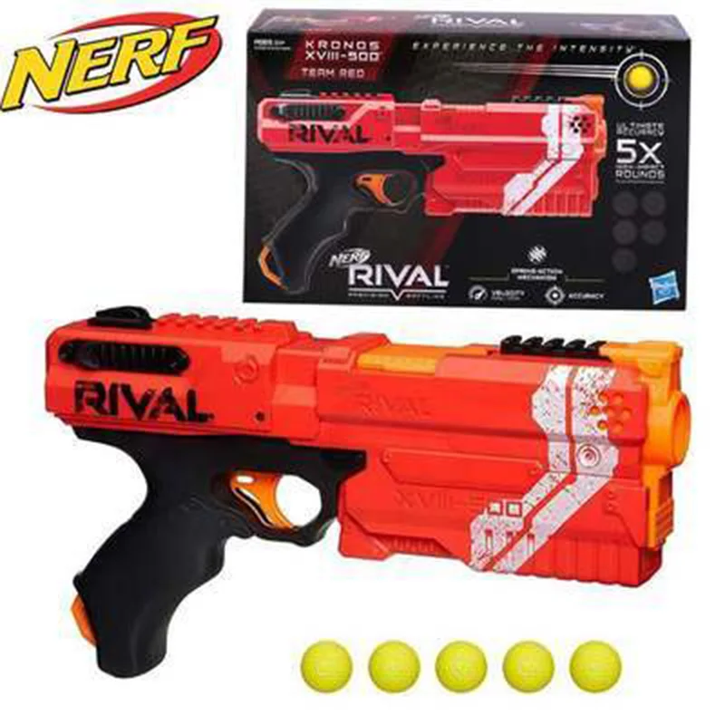 

Nerf Rival Kronos XVIII 500 Spring-Action Blaster Heat Contender Series Cronos Launcher Red and Blue Edition for Ages 14 and Up