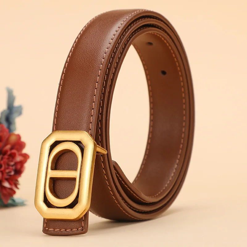 

2024 New Letter Women's Belt Genuine Leather Casual Versatile Belt Skirt Decoration Thin Student Belt Jeans