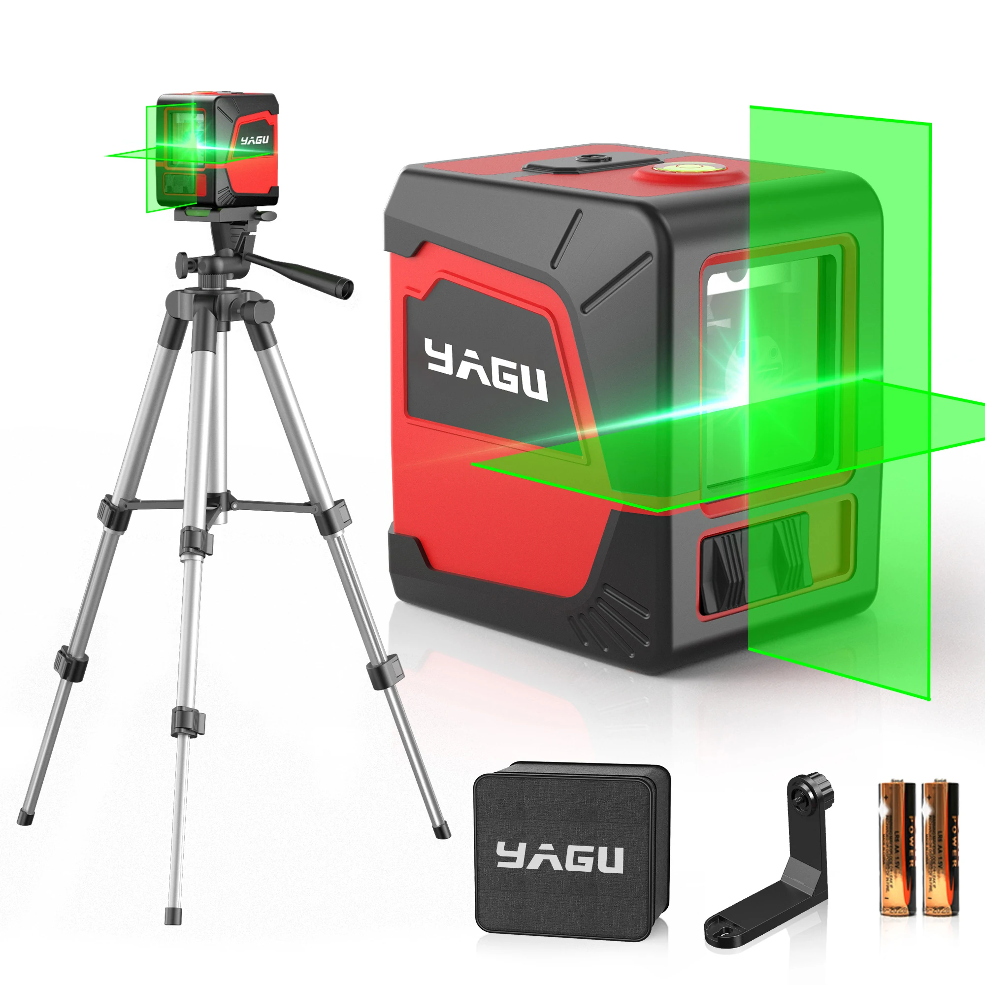 YAGU 2/5 Line Laser Level Green Cross Laser Tool With Tripod Set Vertical And Horizontal Lines 360 Degree Rotation Self-leveling