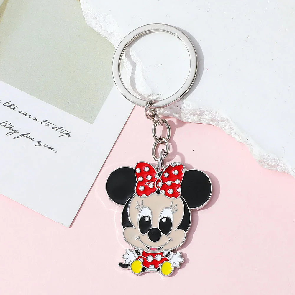 

Disney Anime Cute Figure Mickey & Minnie Mouse Keychain Q-version Sweet Disney Backpack Accessories Ornament Gifts for Girl