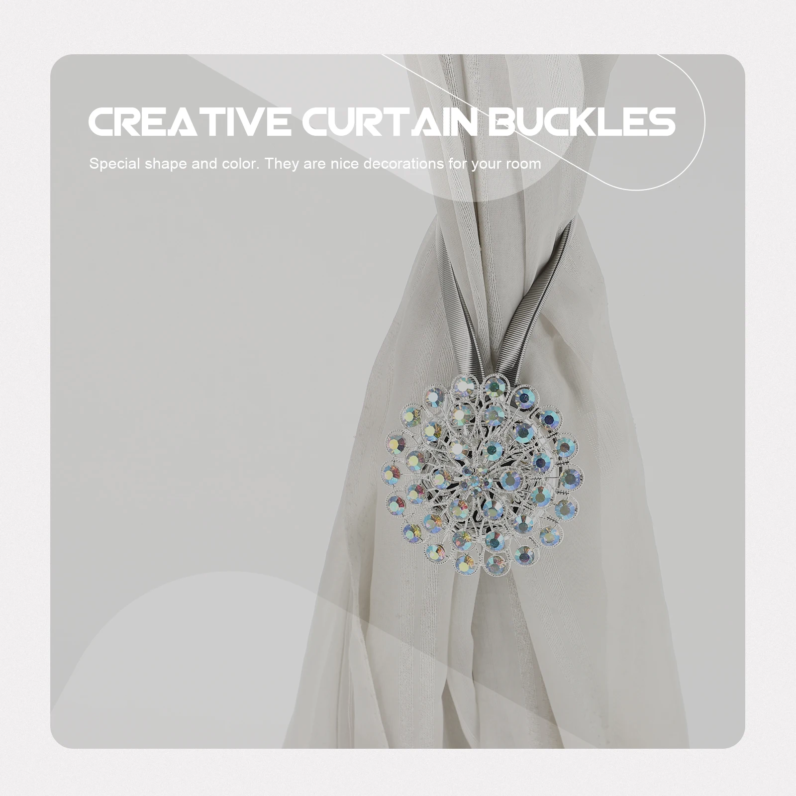 

2Pcs Delicate Curtain Holder No Hook Design Iron Magnetic Buckle Stylish Functional Accessory for Home Office Restaurant Window