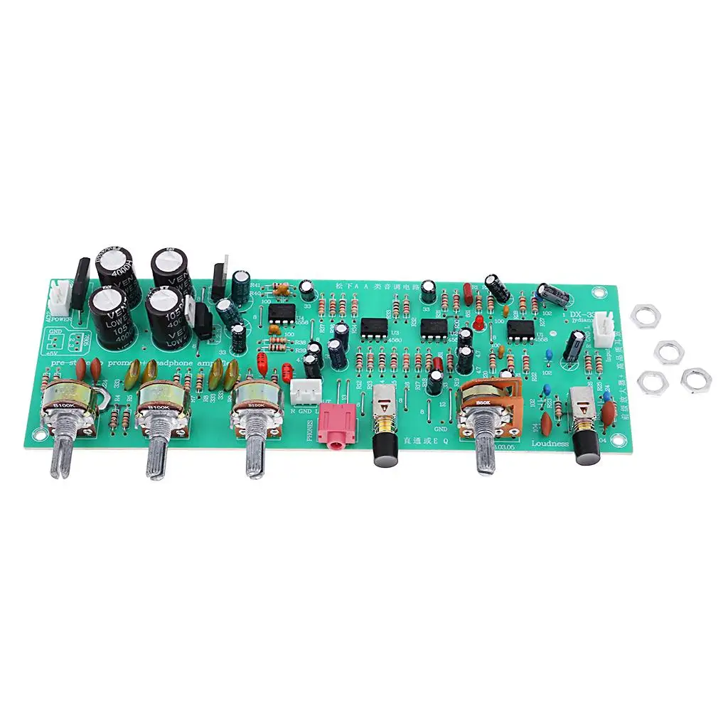 NE4558 Amplifier Board with Four Buttons for , Bass, Balance, Overall