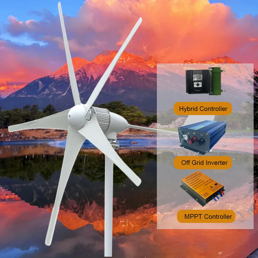 10KW 10000W Vertical Axis Maglev Windmill Turbine High Voltage Generator 12V 24V 48V With Hybrid Controller Off Grid System