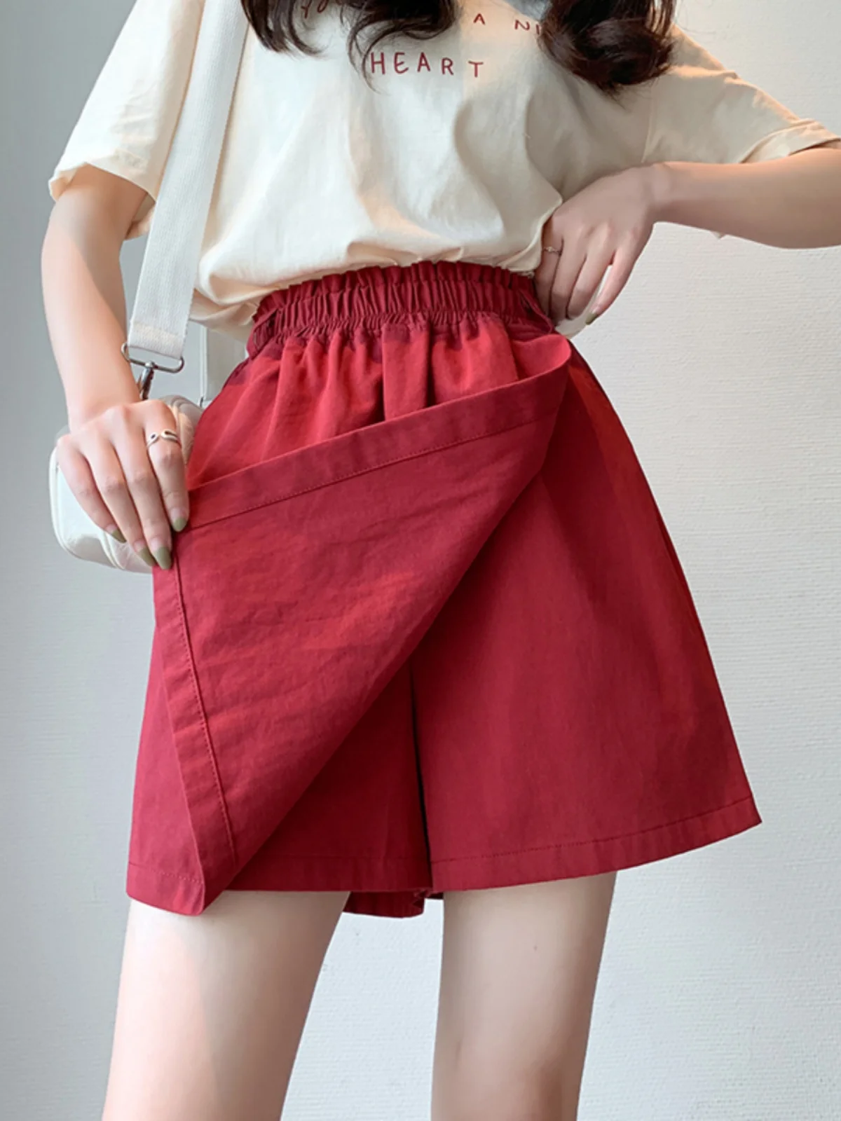 

High Waist Asymmetrical Short Skirt Pants Women's plus Size A-Line Skirts Slimming Design Korean Style Commute