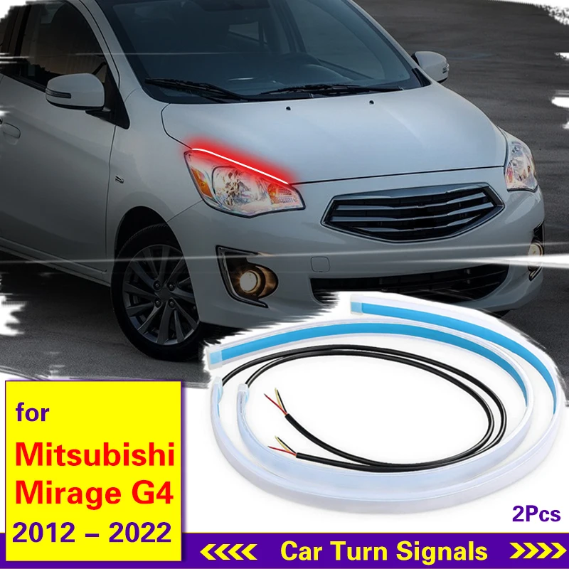 

For Mitsubishi Mirage G4 2012-2022 Daytime Running Lights Flexible Turn Signal Yellow Brake Side Lights Headlights Strip 12v