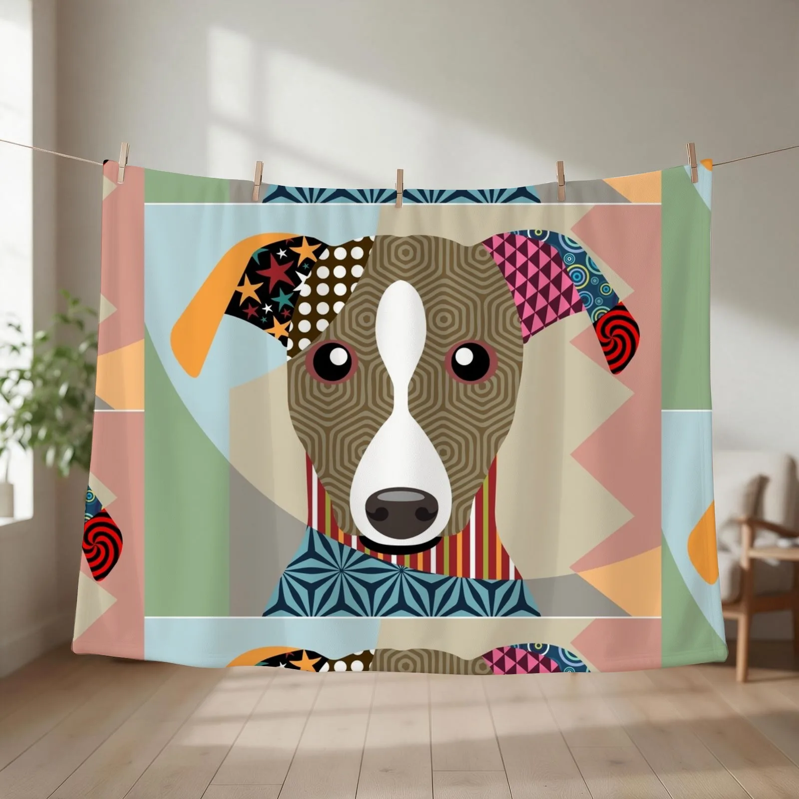 Whippet Throw Blanket couch cozy soft plush fuzzy picnic outdoor blanket