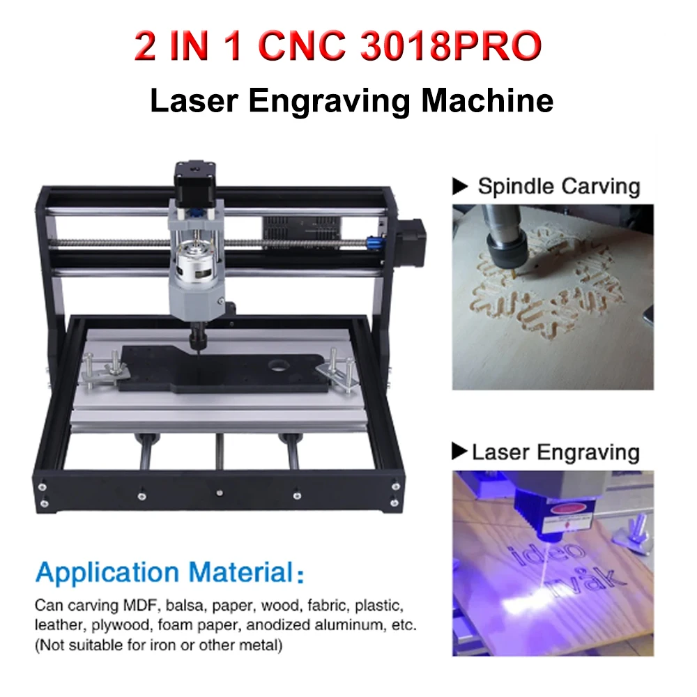 Imagem -04 - Máquina de Gravação para Madeira Cnc Laser Eixos Controlador Grbl Escultura Plástico Madeira Acrílico 3018pro 7w20w