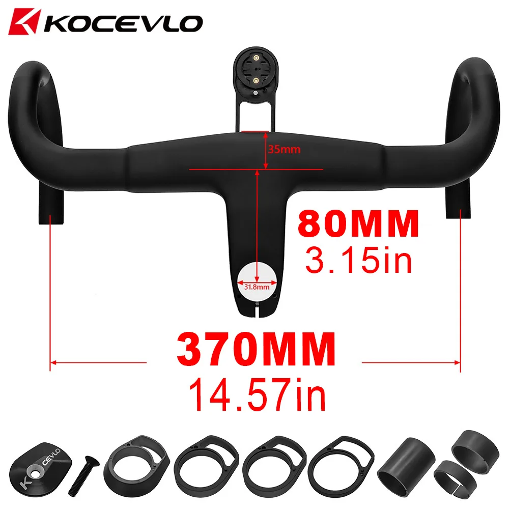KOCEVLO H11 Carbon Road Stuur Met Stuurpen 28.6/31.8mm Geïntegreerd stuur OD2 Racefiets bar 390/400/420MM